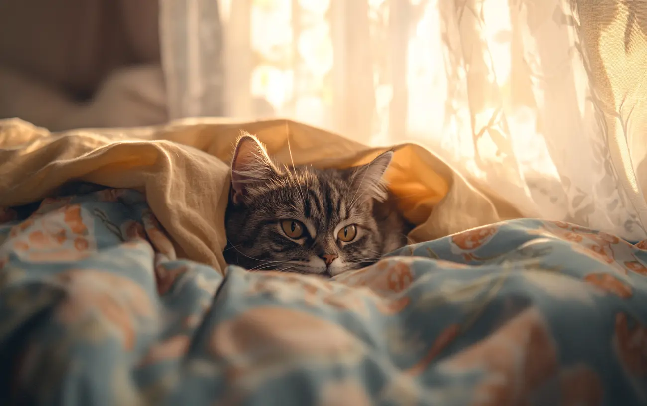 Pourquoi votre chat aime dormir sous la couette ?